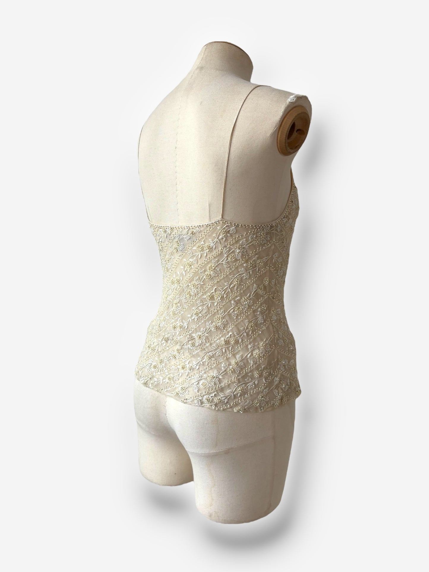 Ralph Lauren Cream Beaded Silk Top, 1998