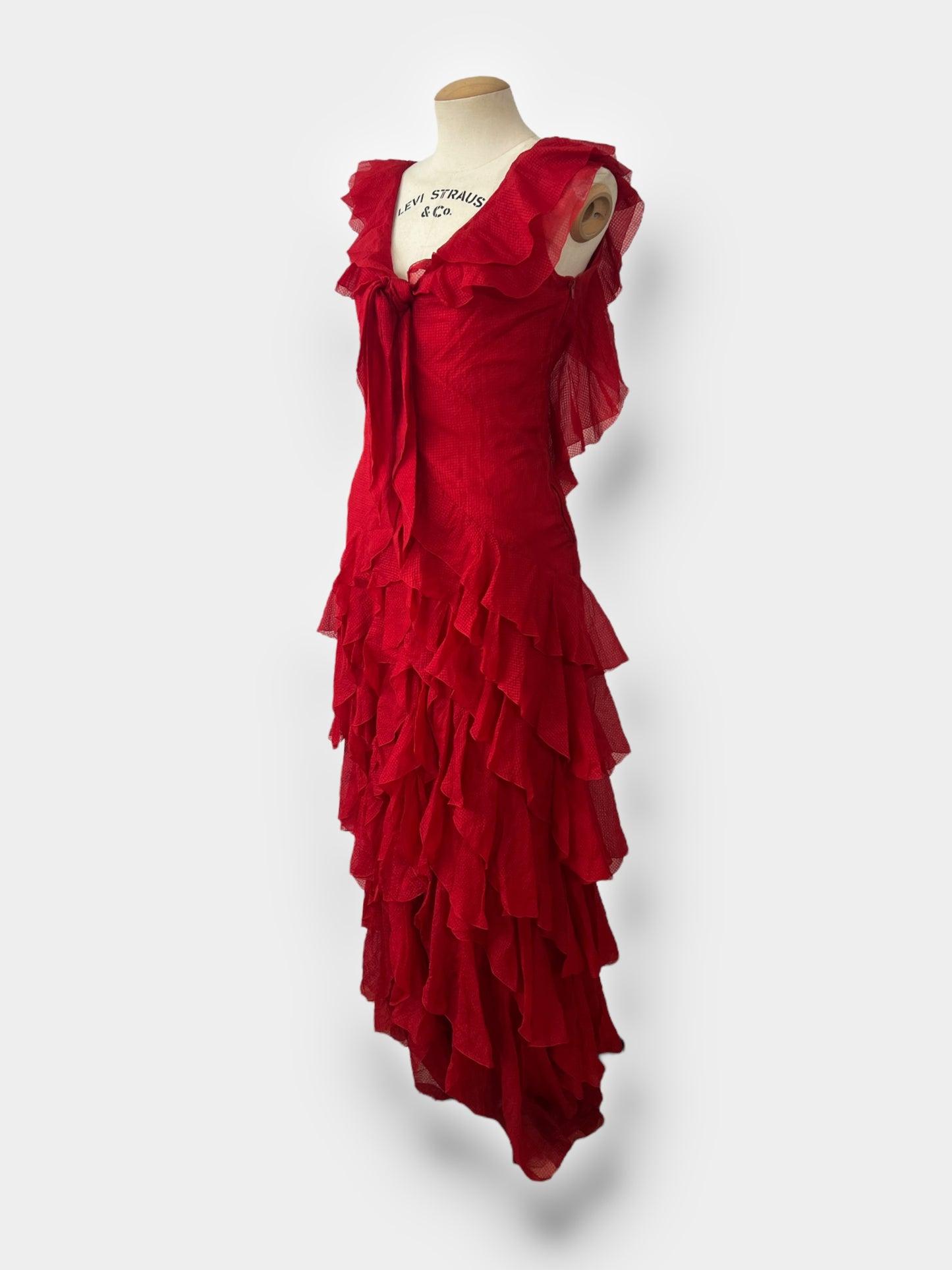 Christian Dior 90s ruffle Asymmetric Gown