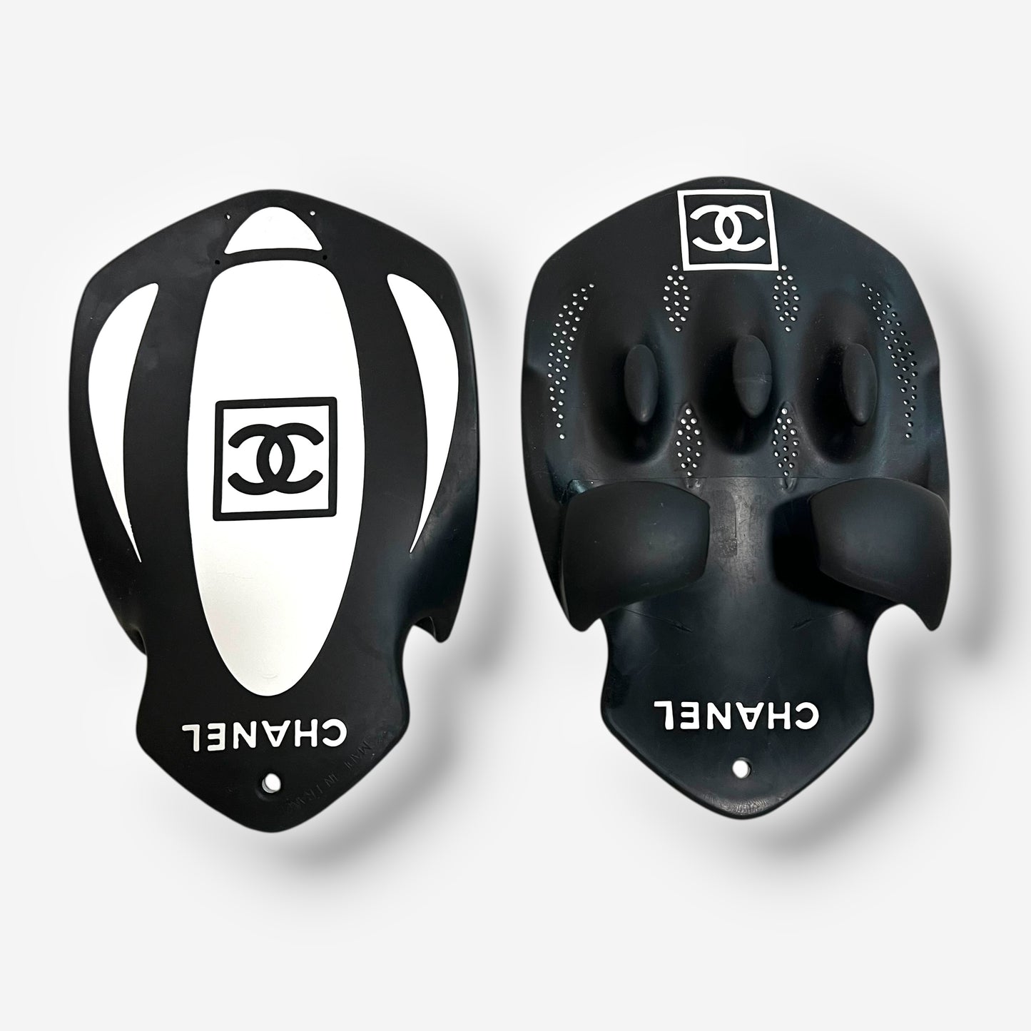 Chanel, rubber CC logo swim paddles, 1990s