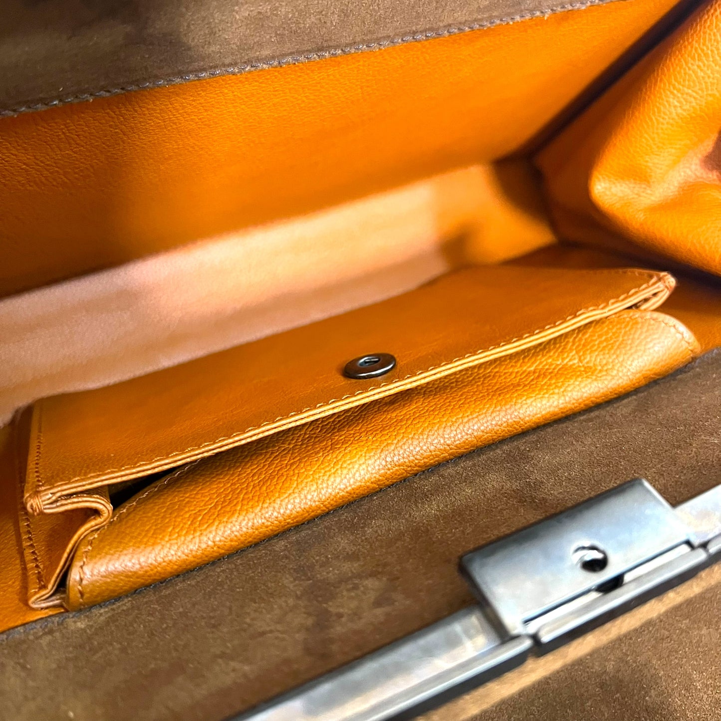 Prada 90s Brown Suede Eyelet Frame Bag