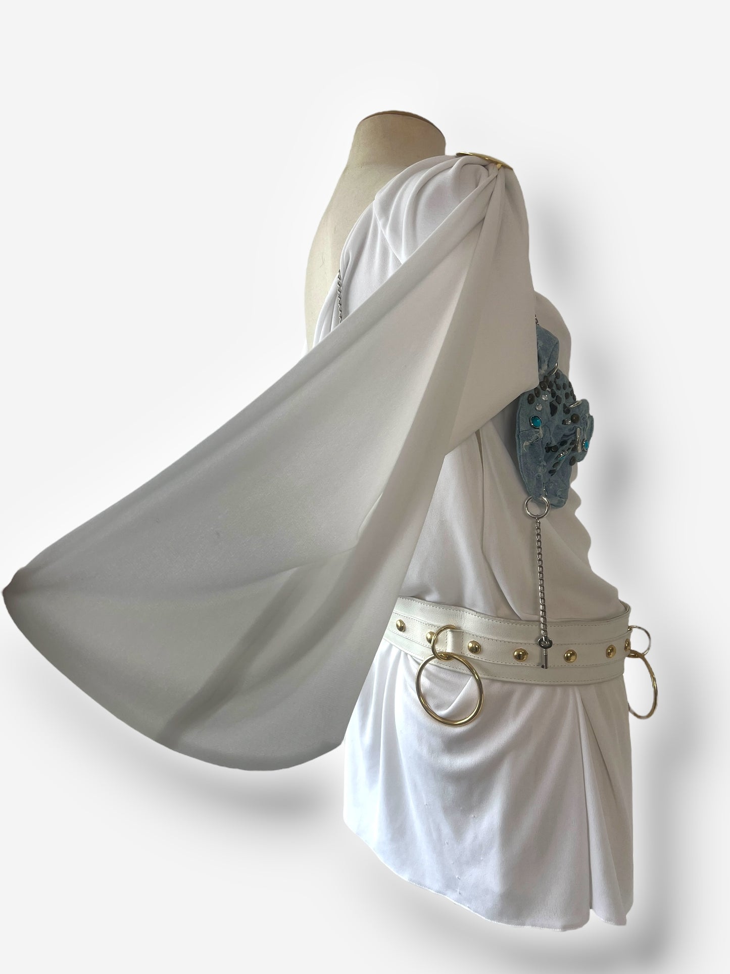 Dolce & Gabbana Spring/Summer 2003 Runway Look 2 – White Mini Dress with Denim Insert