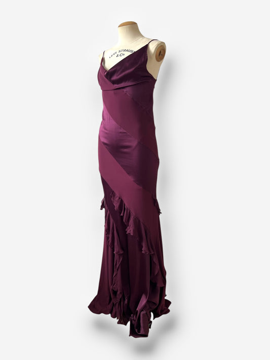 Roberto Cavalli F/W 2004 Burgundy Red Silk Maxi Evening Gown