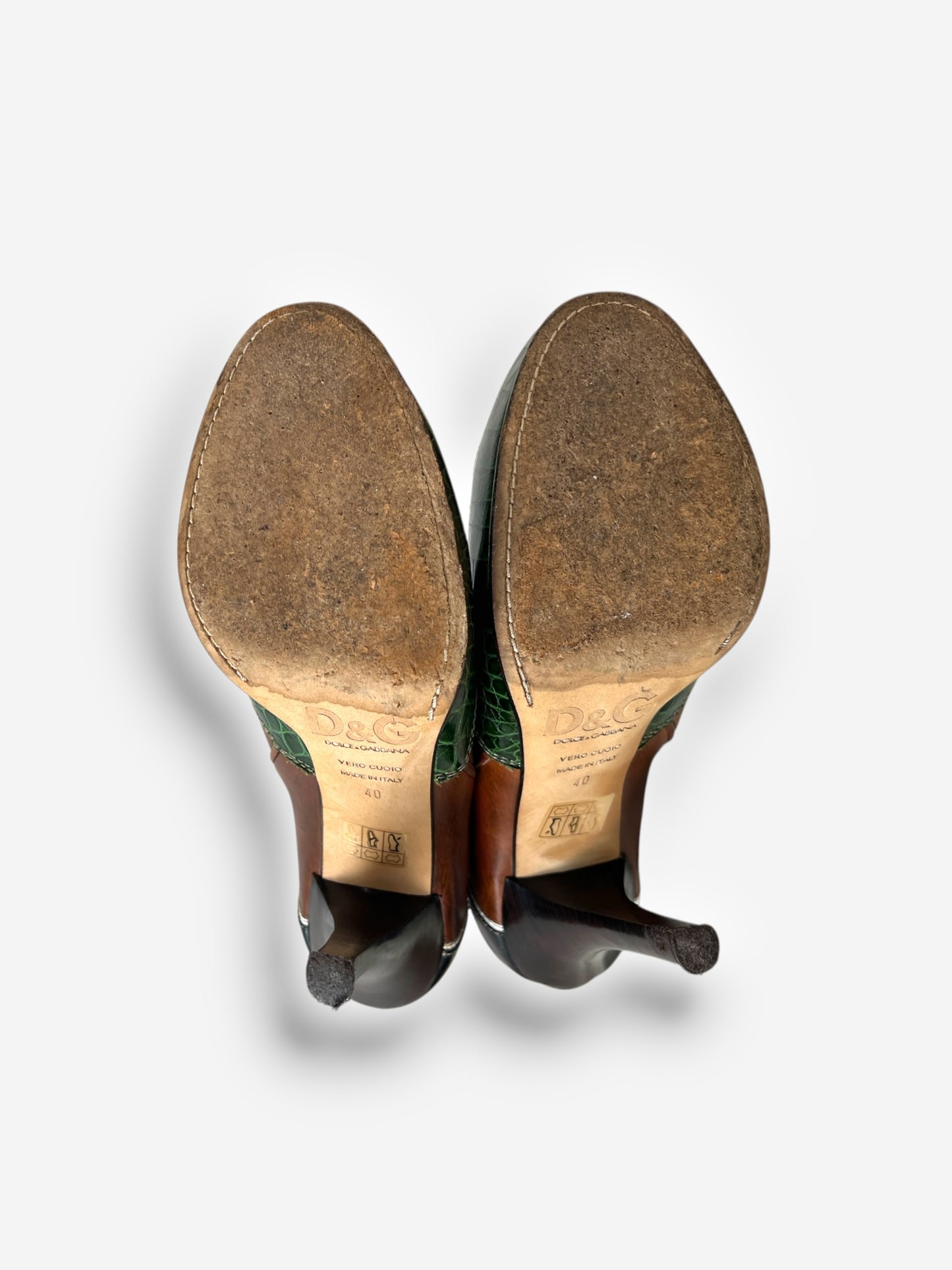 Dolce & Gabbana (D&G) Brown Leather Cowboy Boots with Butterfly Motif, Spring 2004