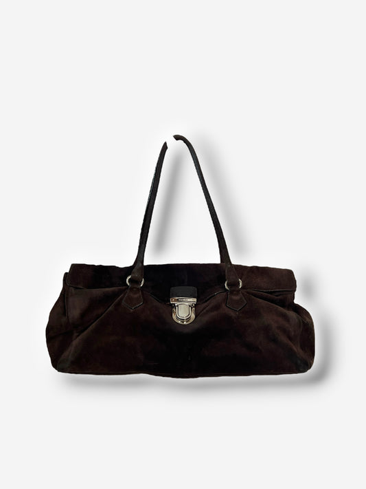 Prada Brown Suede Camoscio Easy Bag, Early 2000s