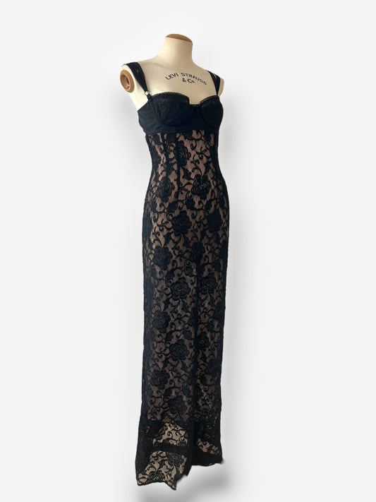 Dolce & Gabbana Spring/Summer 1997 Black Lace Maxi Dress