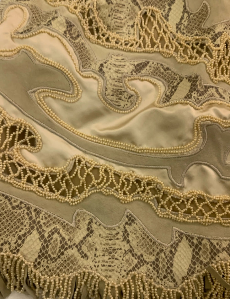 Valentino, Beaded Suede & Lace Mini Skirt, 1990s