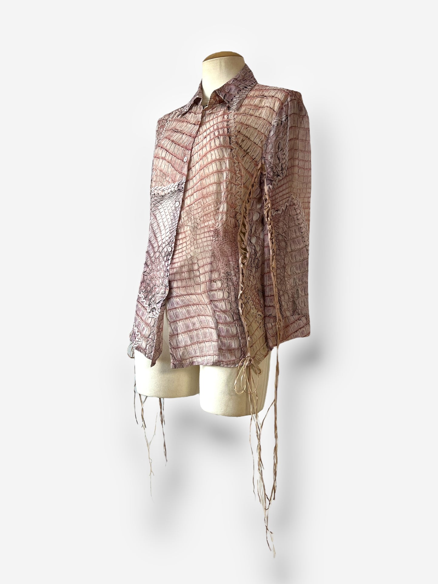 Roberto Cavalli Lace-Up Silk Shirt, Spring/Summer 2011