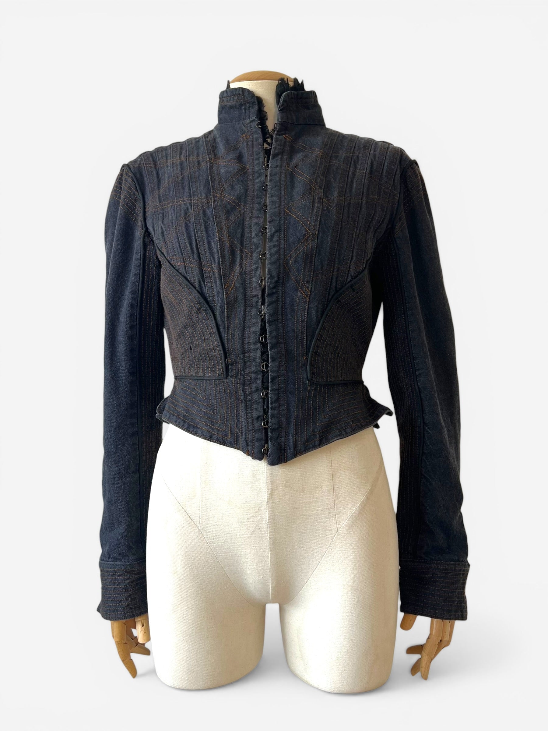 Alexander McQueen Fitted Denim Doublet Jacket, FW2002
