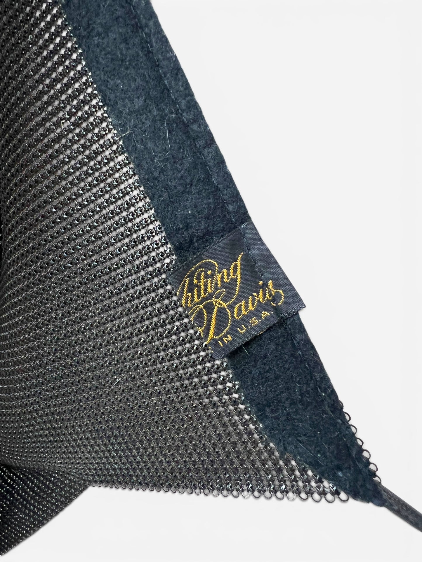 Whiting & Davis Vintage Black Metal Mesh Halter Top, 1970s/1980s