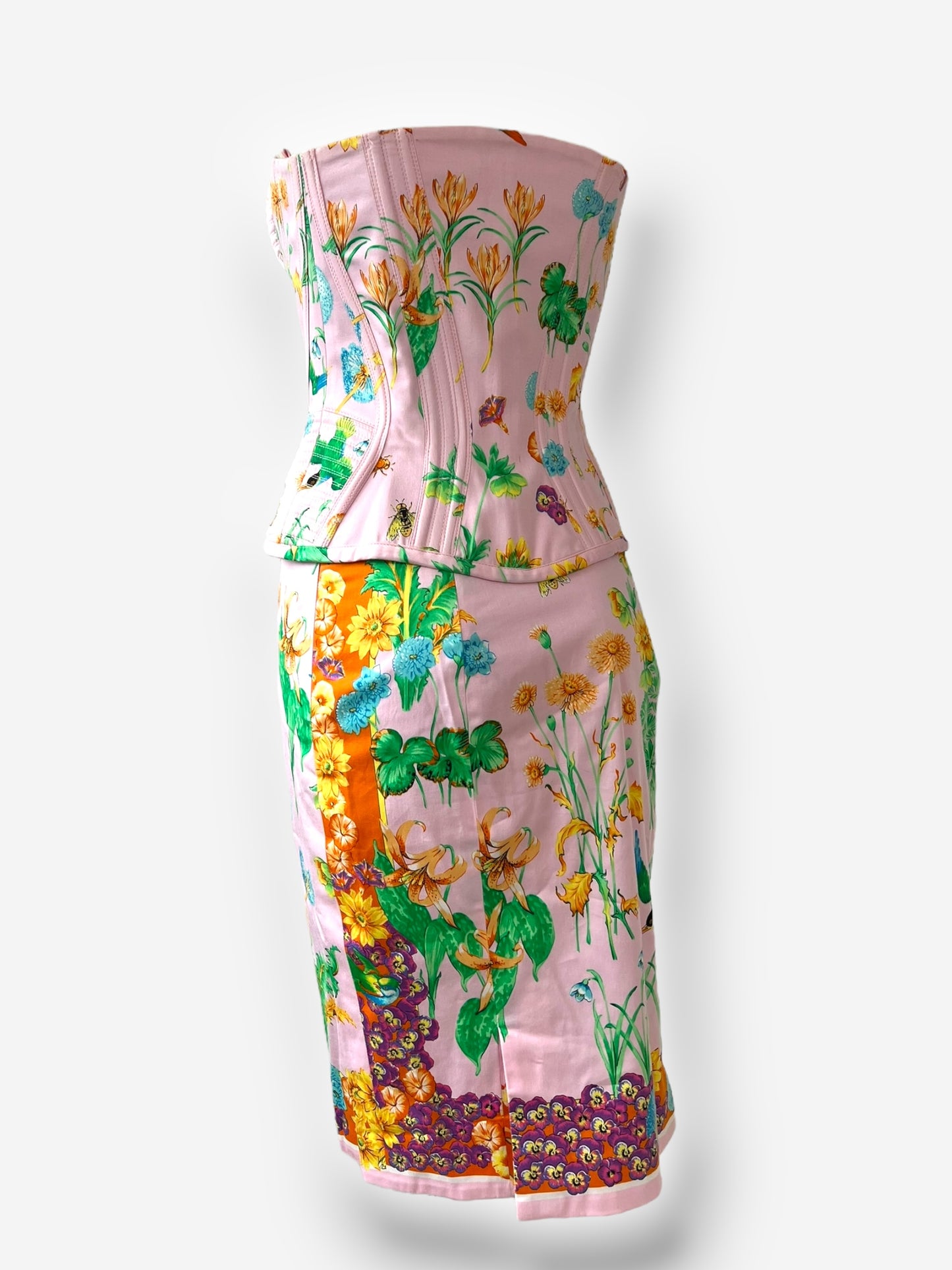 Versace 2006 S/S floral print bustier and skirt ensemble