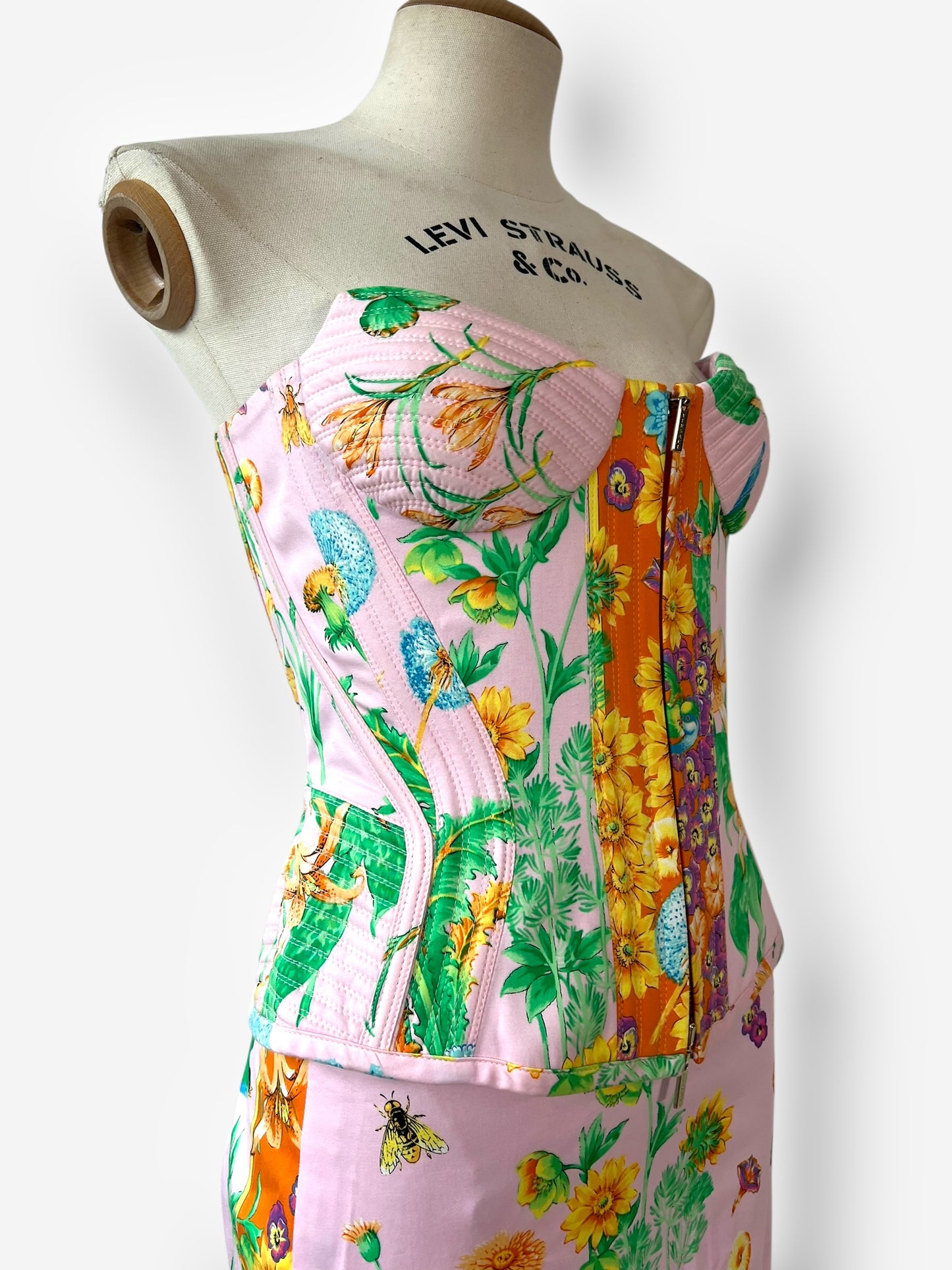 Versace 2006 S/S floral print bustier and skirt ensemble