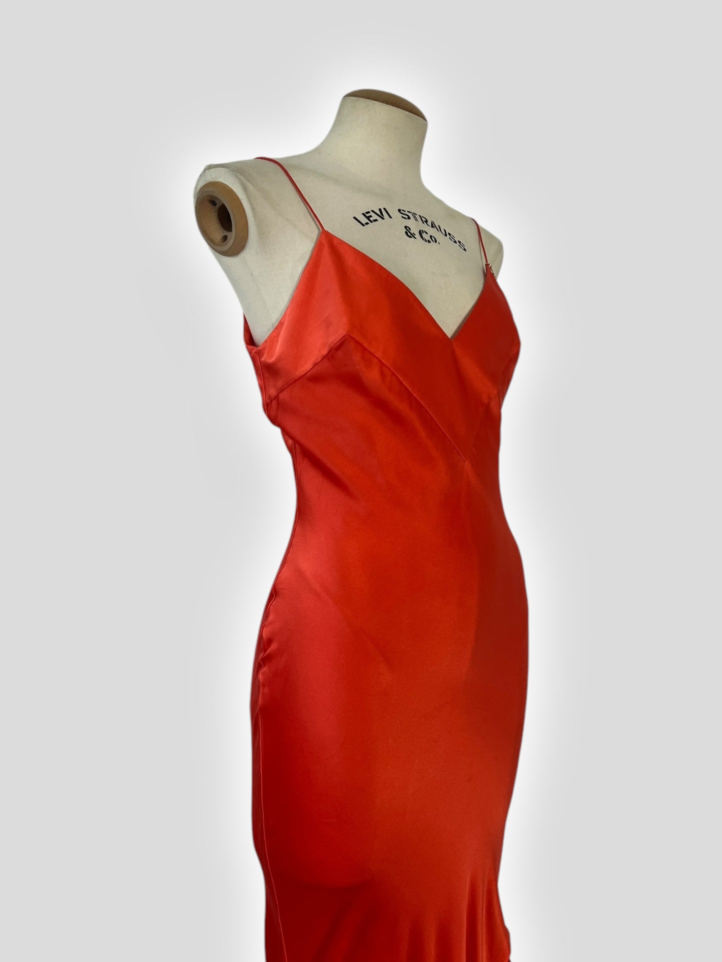 Roberto Cavalli Spring 2004 Orange Cut-Out Ruffle Gown