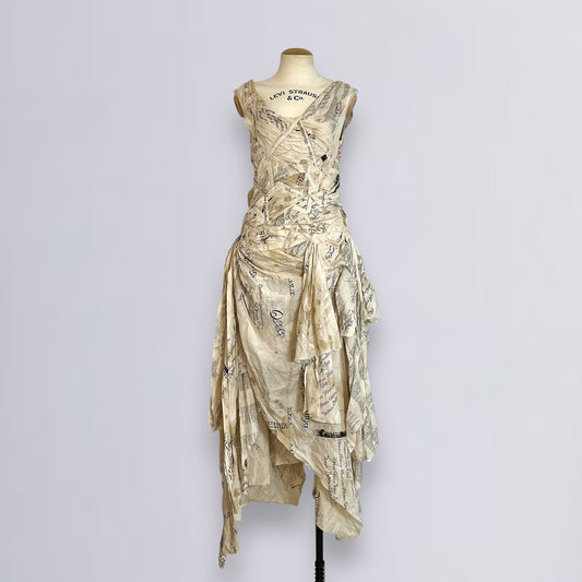 Issey miyake 2003 newspaper runway gown