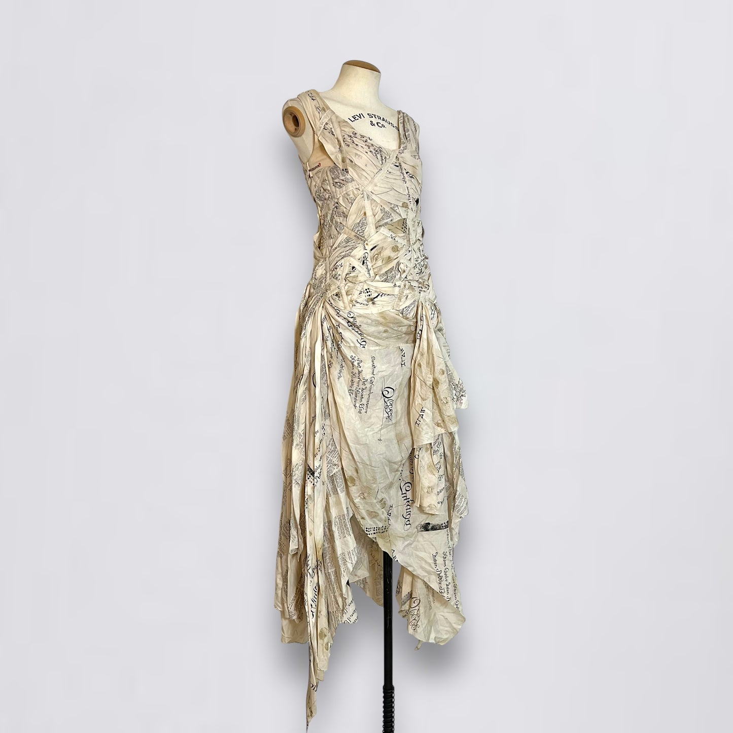 Issey miyake 2003 newspaper runway gown