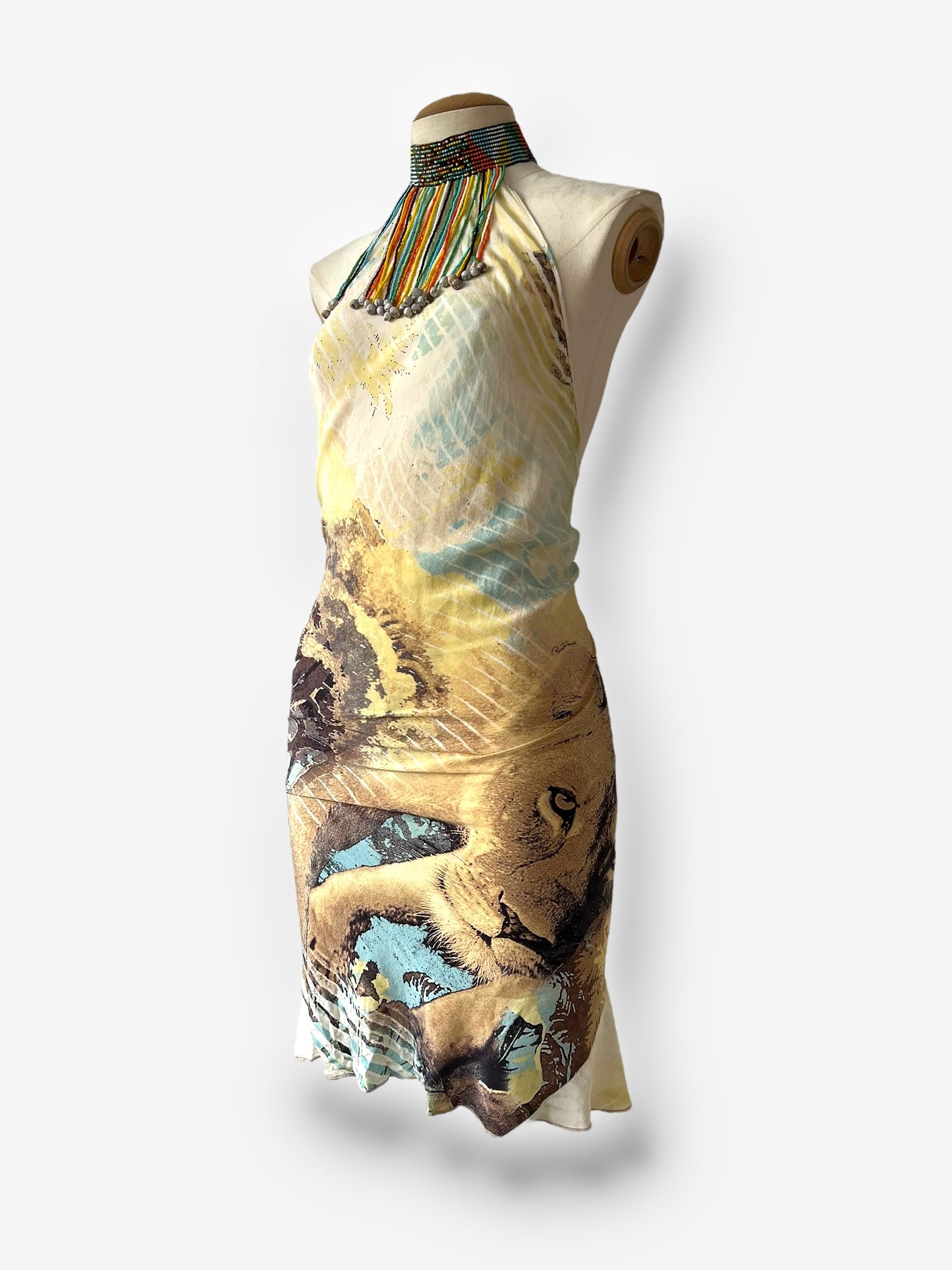 Roberto Cavalli Lion Print Halter Dress, Spring/Summer 2002