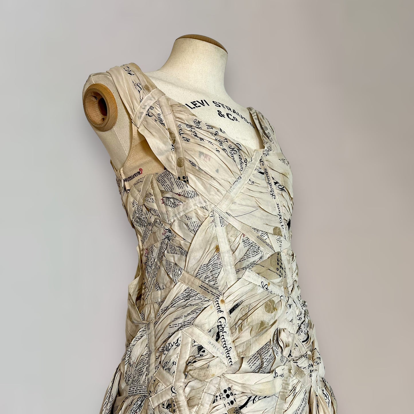 Issey miyake 2003 newspaper runway gown