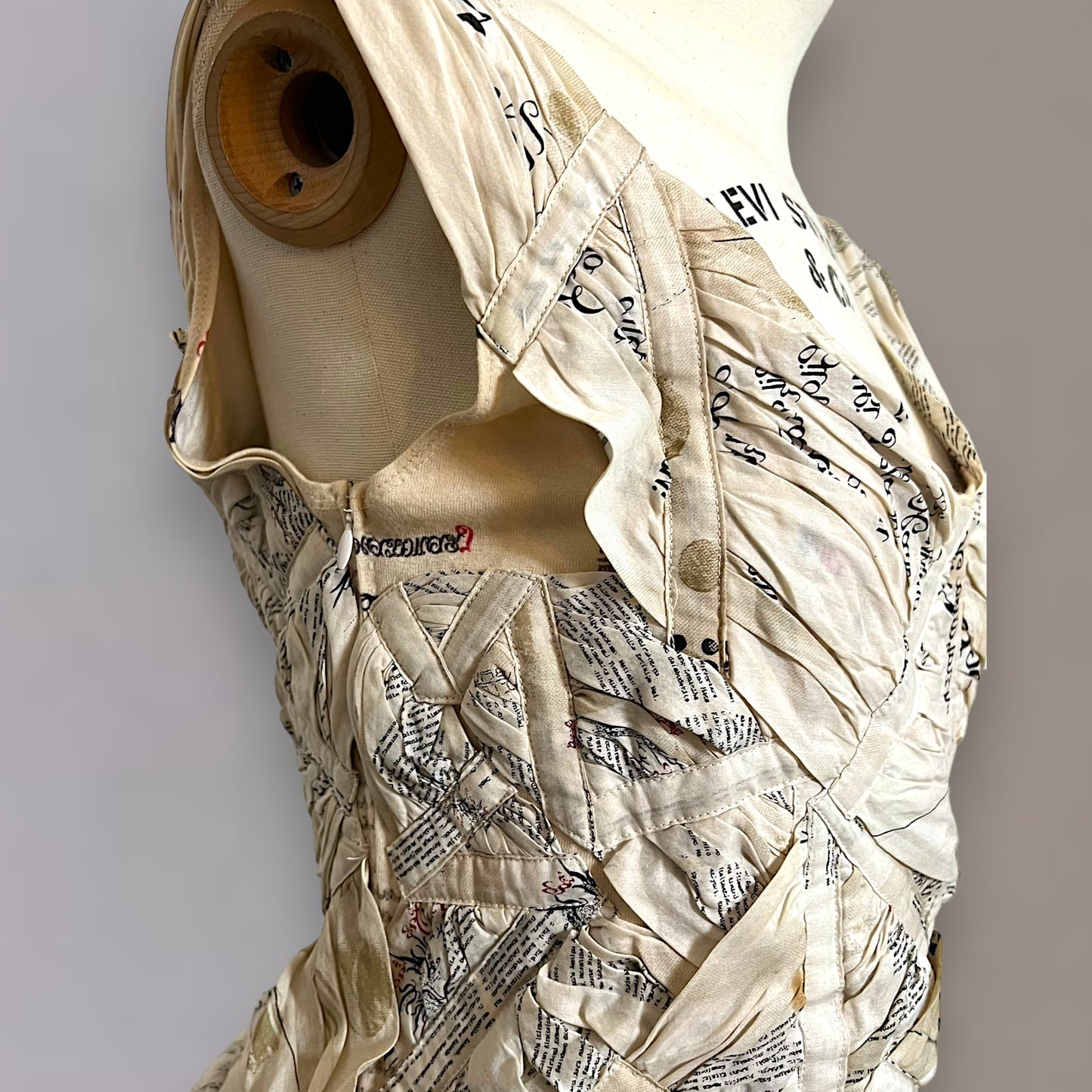 Issey miyake 2003 newspaper runway gown