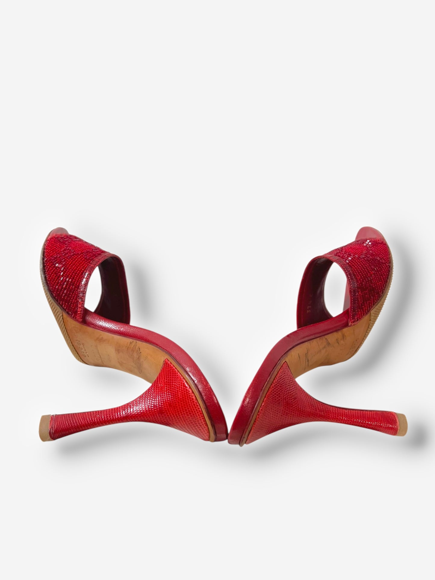 Gucci by Tom Ford, Red Beaded GG Heels – Size 37.5