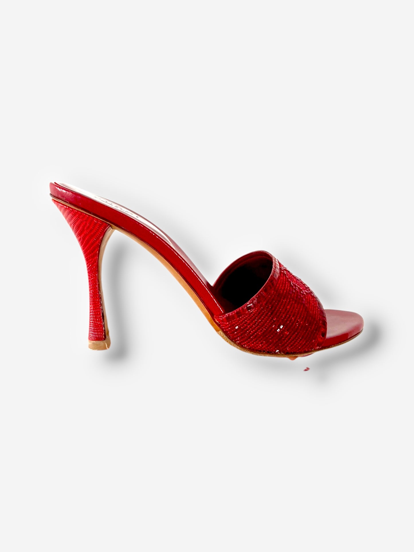Gucci by Tom Ford, Red Beaded GG Heels – Size 37.5