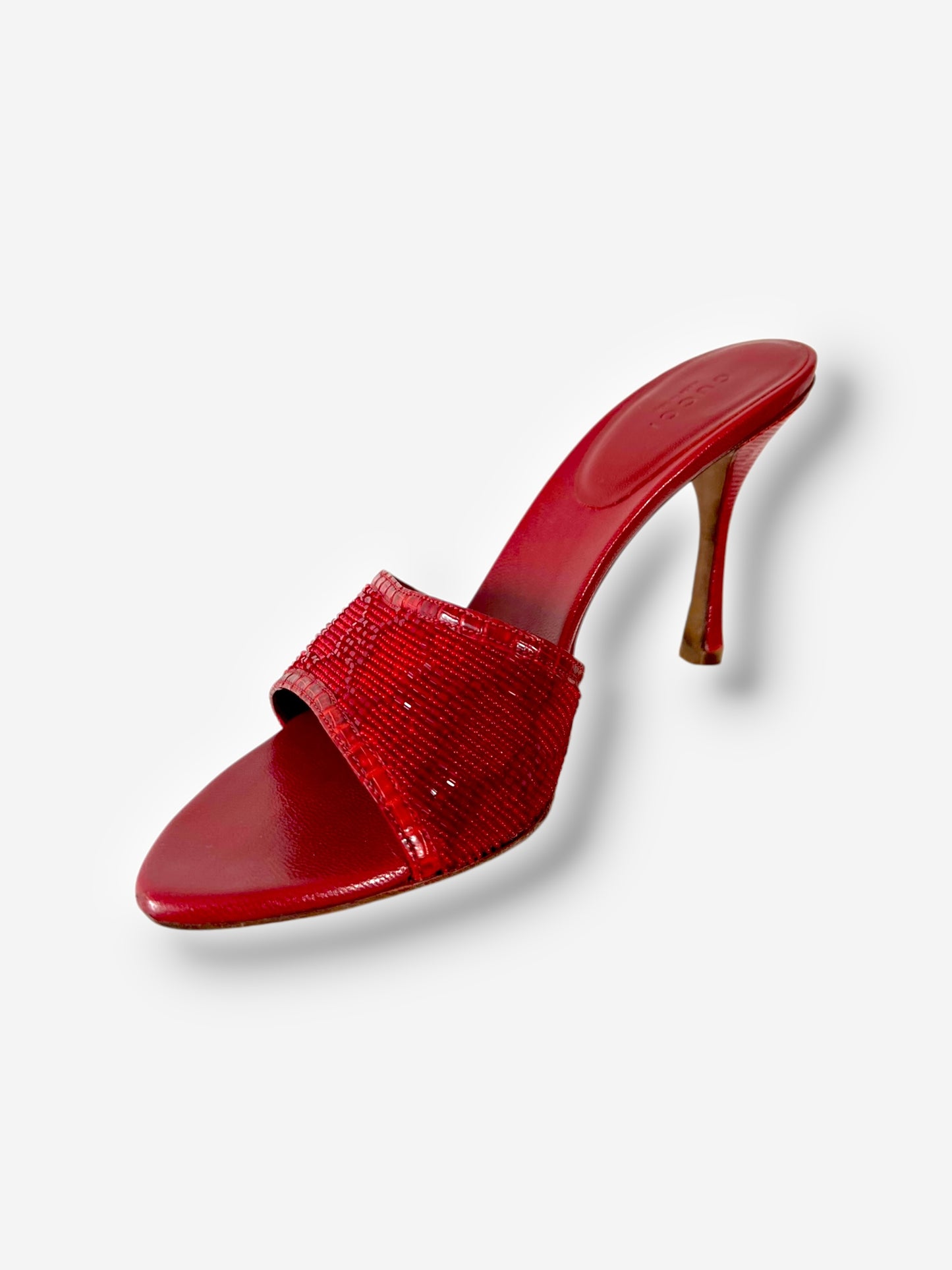 Gucci by Tom Ford, Red Beaded GG Heels – Size 37.5