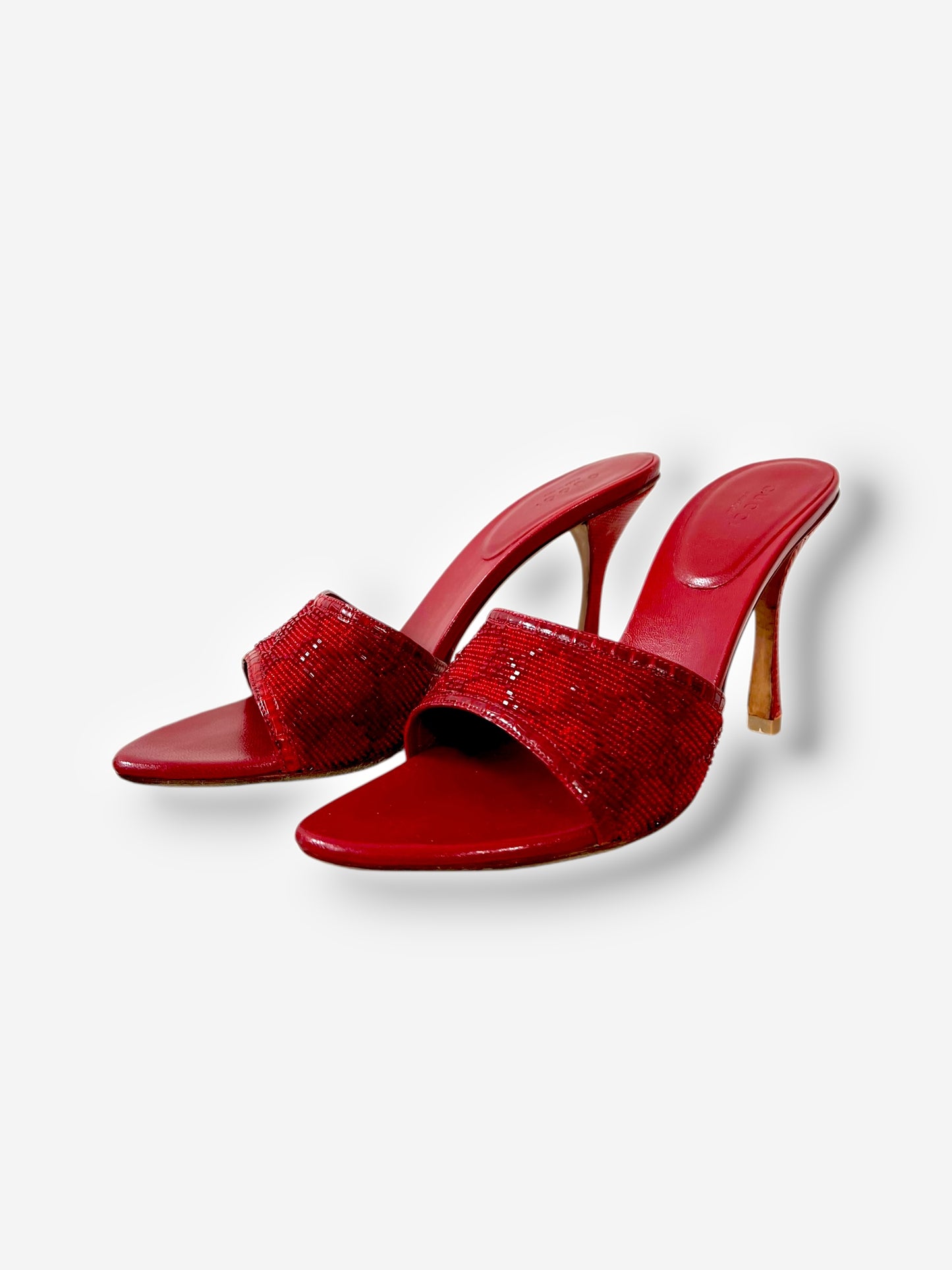 Gucci by Tom Ford, Red Beaded GG Heels – Size 37.5