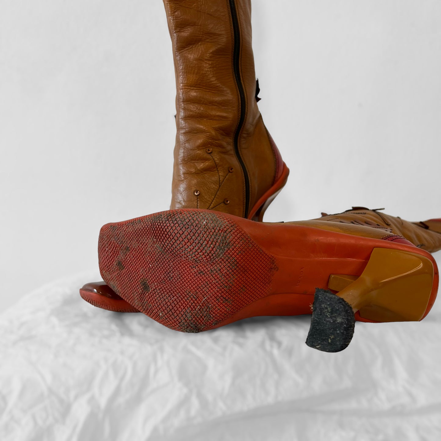 Prada 1999 leaf heeled boots (39)