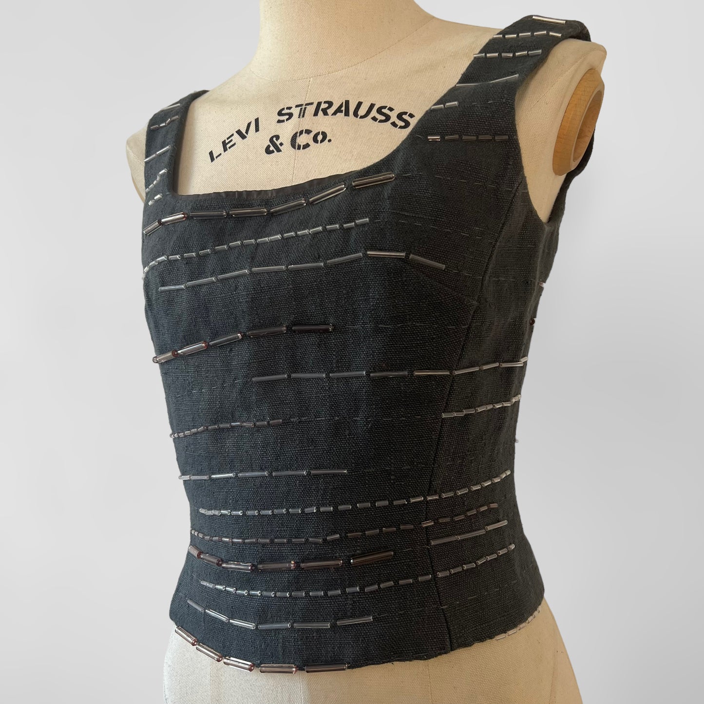 Prada 1998 beaded linnen top