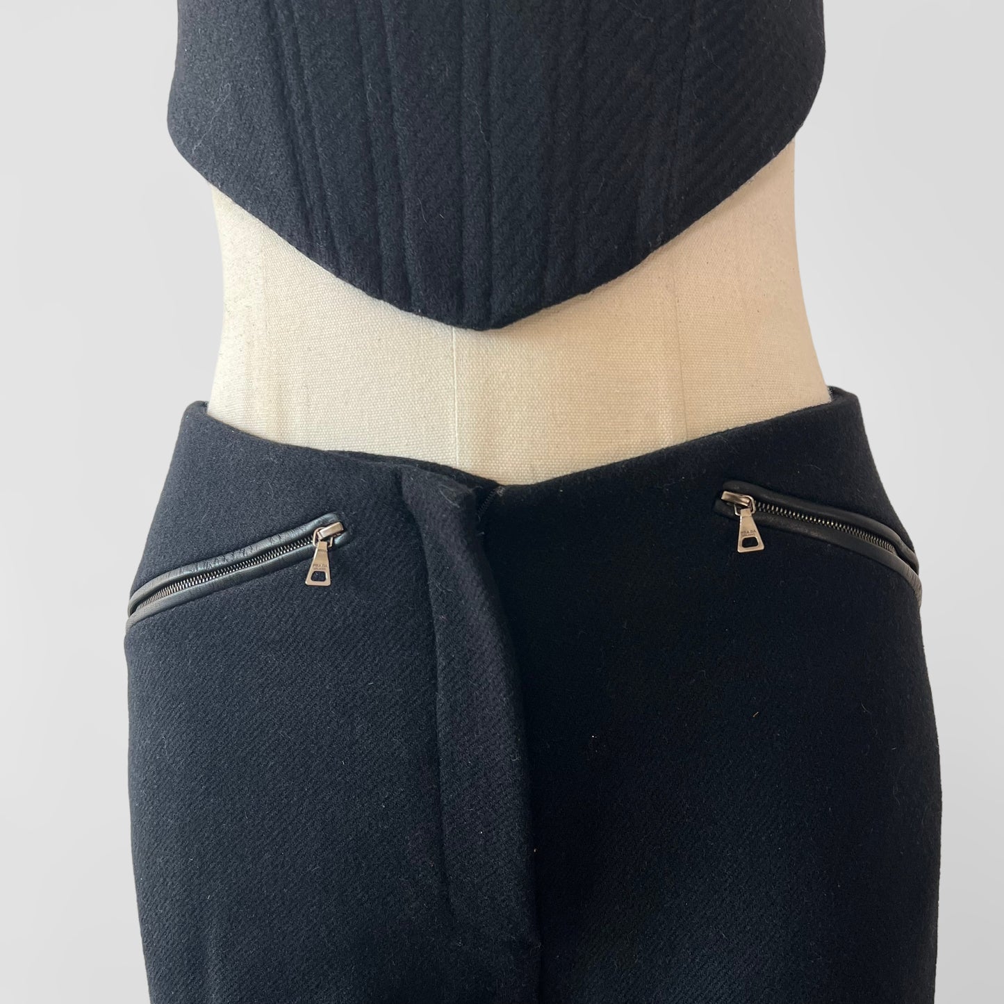 Prada 1999 wool pants + corset set
