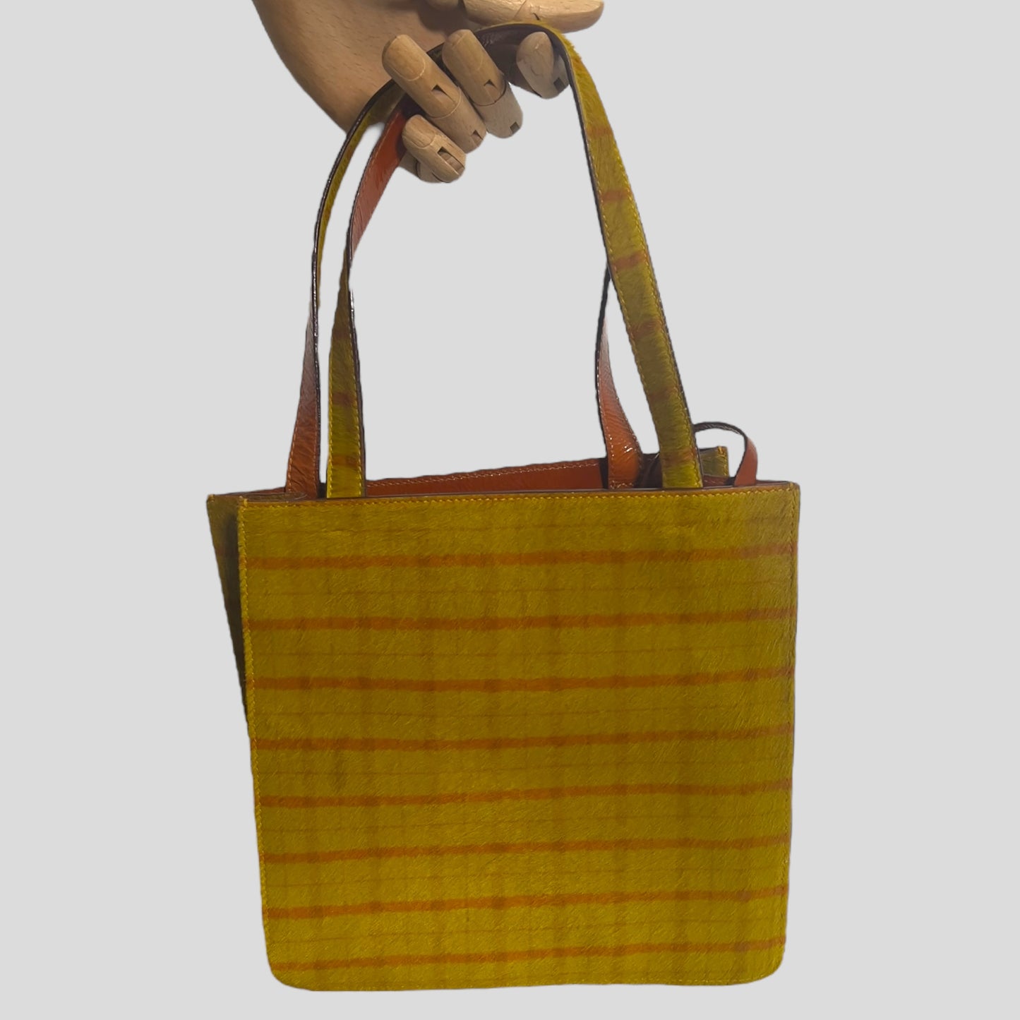 Vintage Miu Miu FW1999 Pony hair bag. Patterned pony hair toed hand bag.