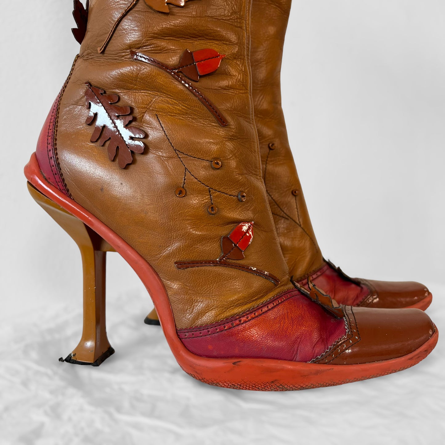 Prada 1999 leaf heeled boots (39)