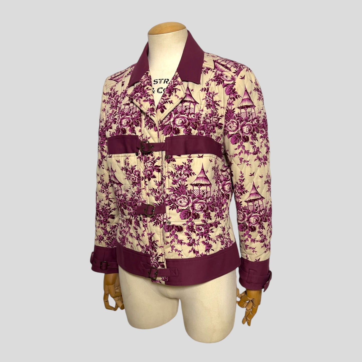 John Galliano Vintage Jacket in Toile de Jouy Print 2004FW