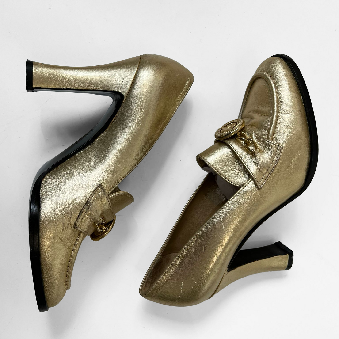 Gianni Versace 1994 gold heels