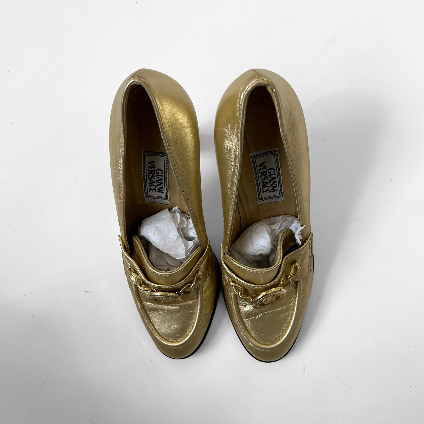 Gianni Versace 1994 gold heels