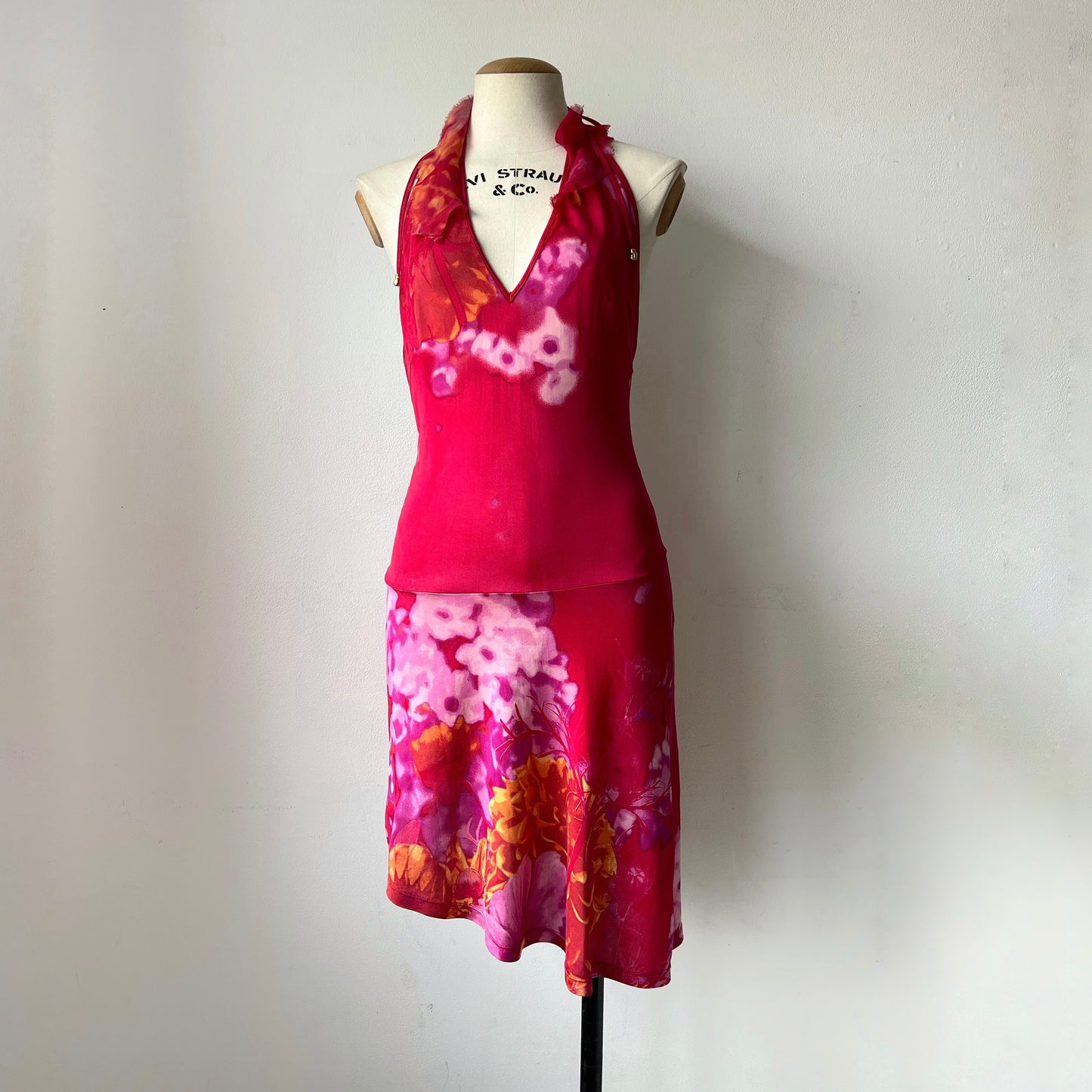 Roberto Cavalli asymmetric 1999 halter dress