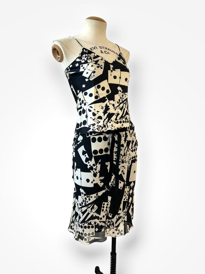 Vintage Christian Dior by John Galliano F/W 2001 Playing Card & Domino Silk Ensemble