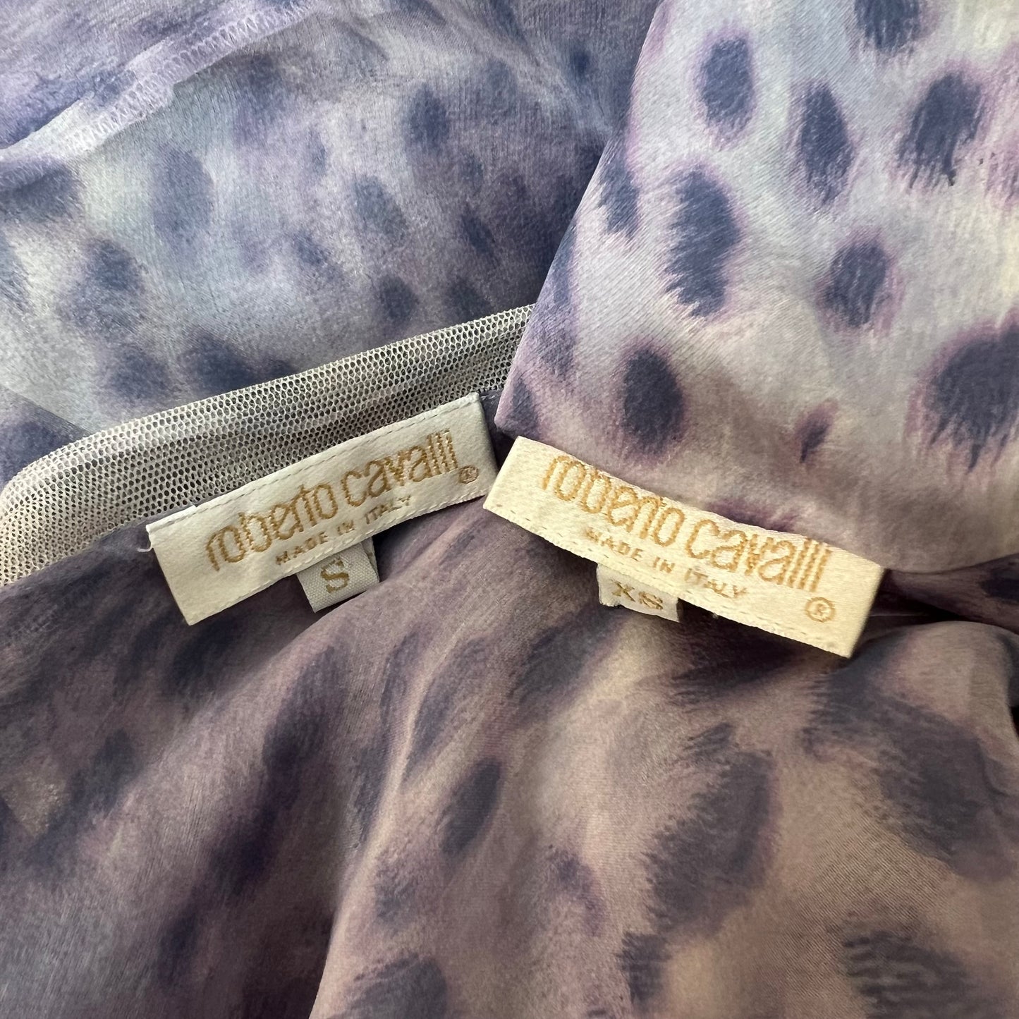 Roberto Cavalli, Purple Leopard Print Silk Ensemble gown, Spring/Summer 2000