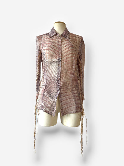 Roberto Cavalli Lace-Up Silk Shirt, Spring/Summer 2011