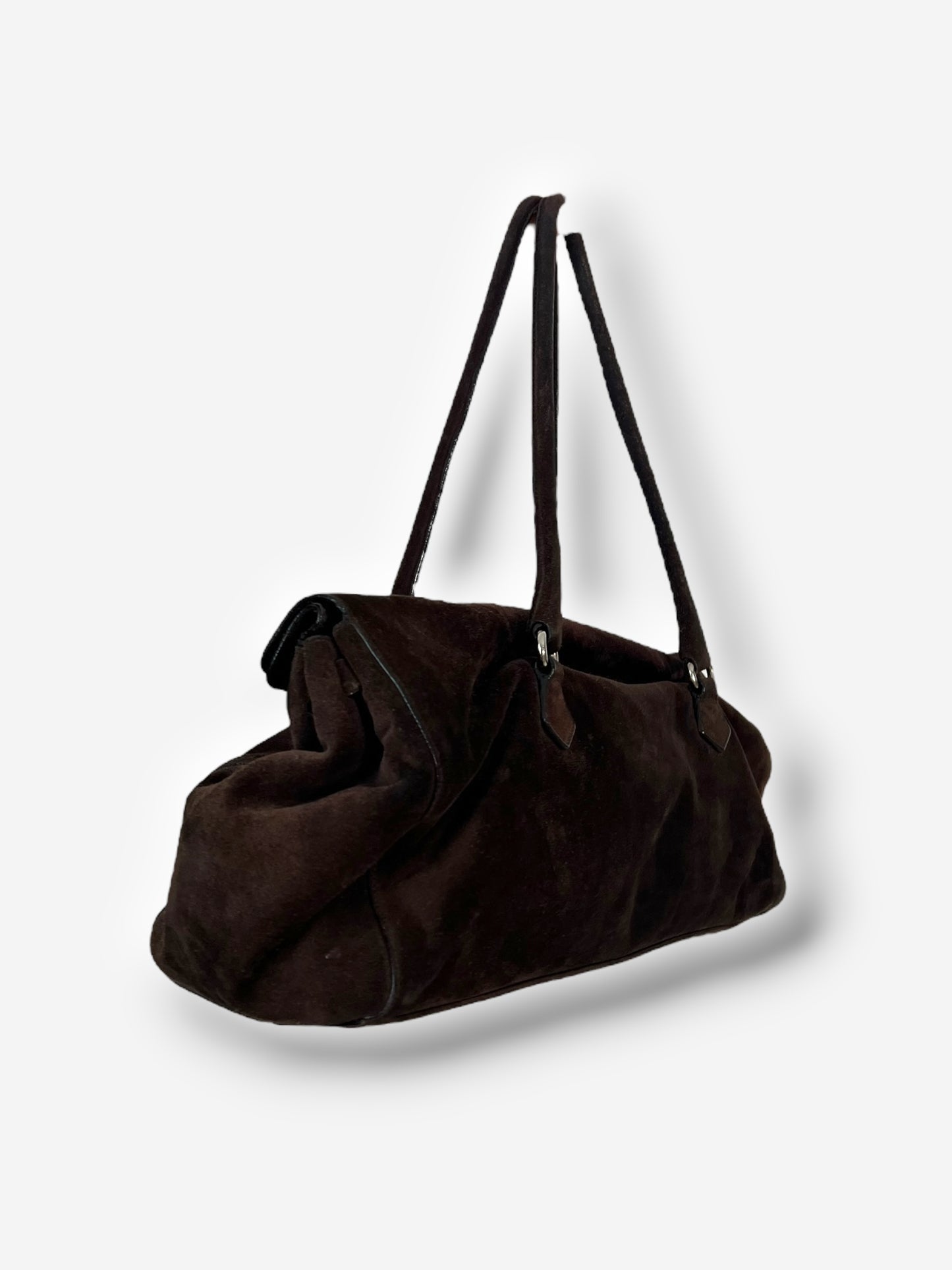 Prada Brown Suede Camoscio Easy Bag, Early 2000s