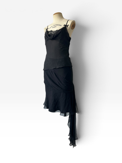 Christian Dior by John Galliano black silk two-piece ensemble