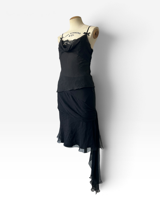 Christian Dior by John Galliano black silk two-piece ensemble