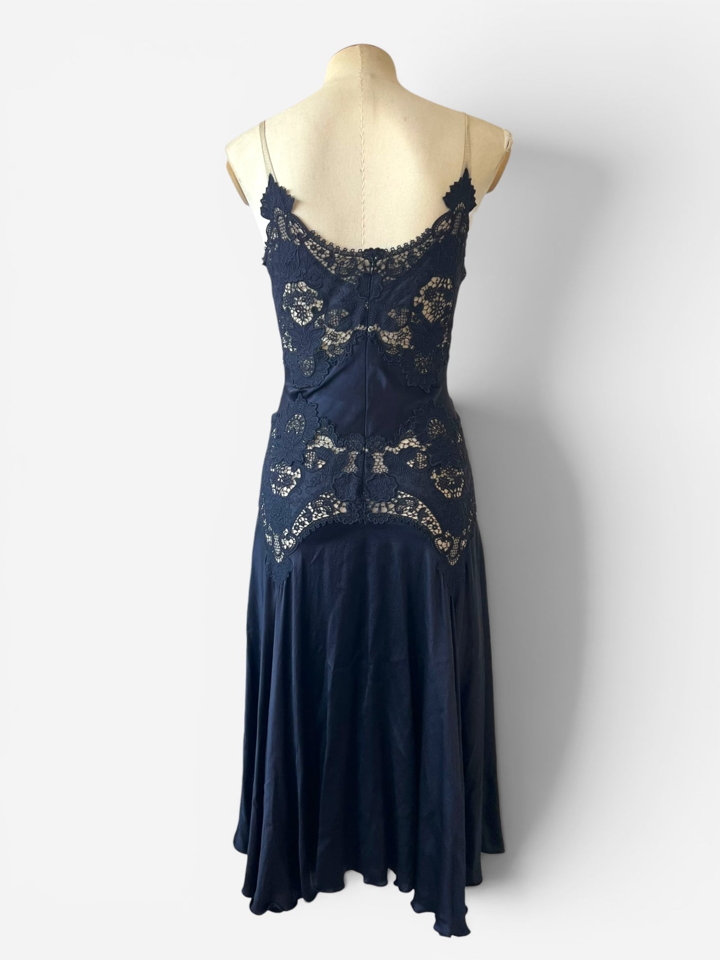 Alexander McQueen Spring/Summer 2005 Navy Lace Slip Dress