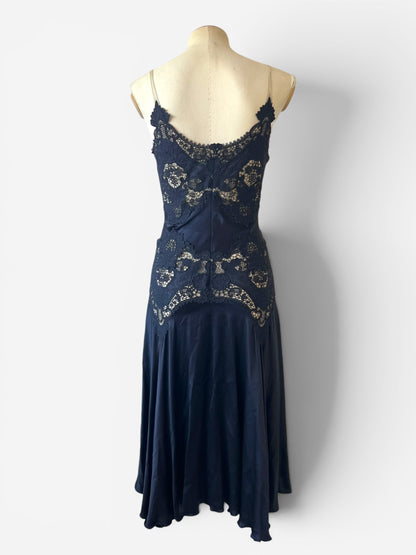 Alexander McQueen Spring/Summer 2005 Navy Lace Slip Dress