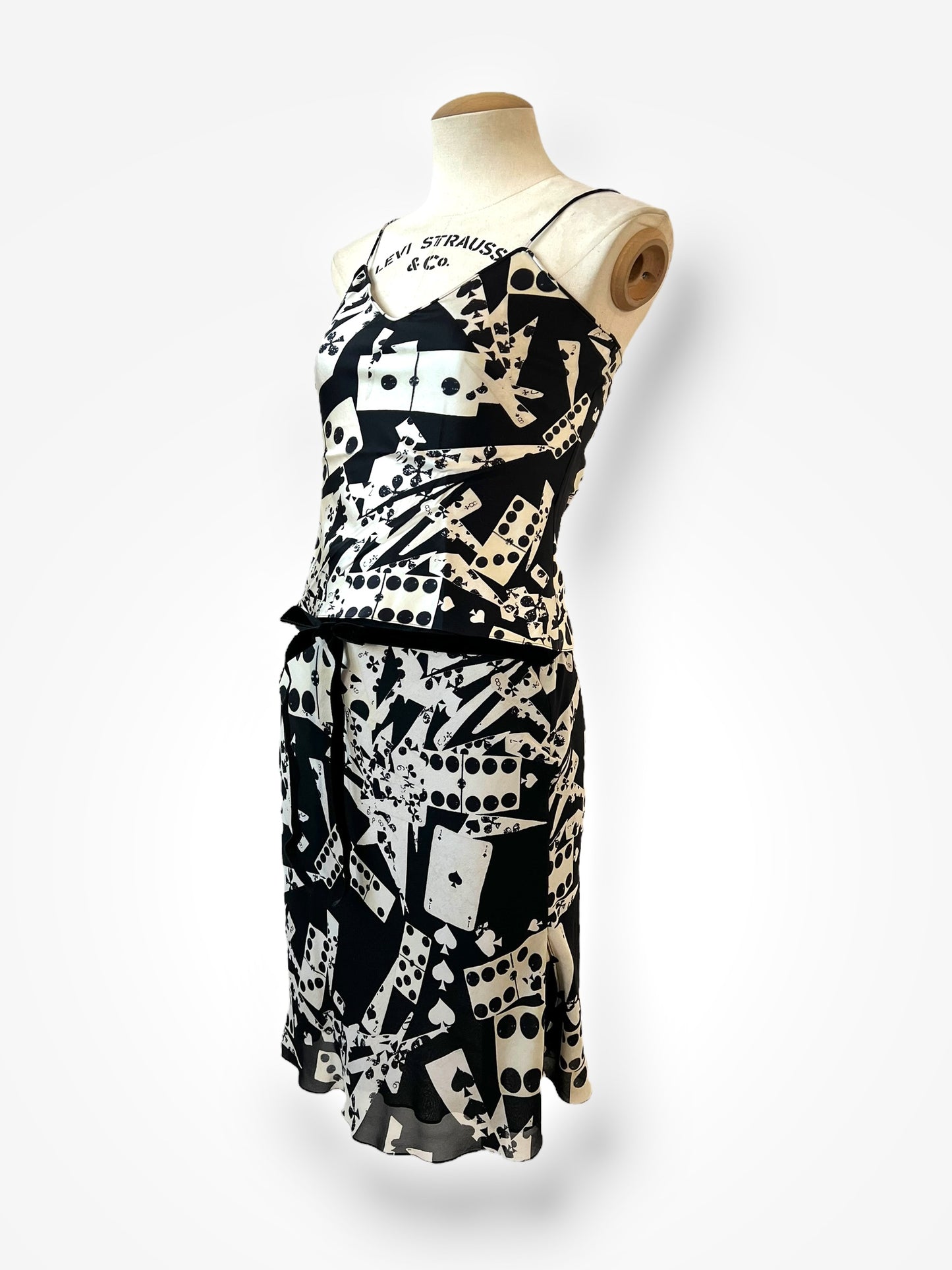 Vintage Christian Dior by John Galliano F/W 2001 Playing Card & Domino Silk Ensemble