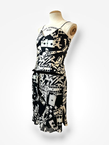Vintage Christian Dior by John Galliano F/W 2001 Playing Card & Domino Silk Ensemble