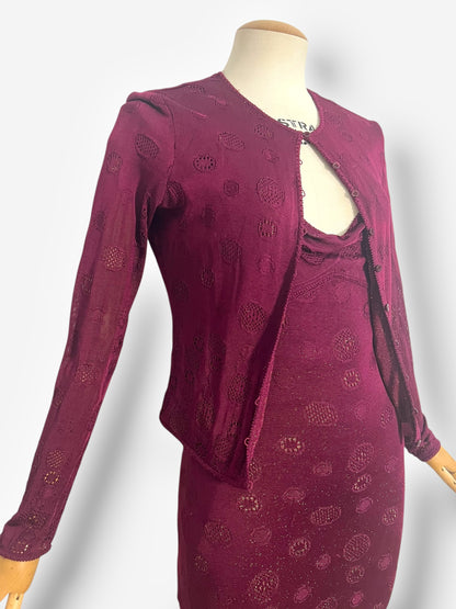 John Galliano, Burgundy Knitted Gown with Cardigan, 2001