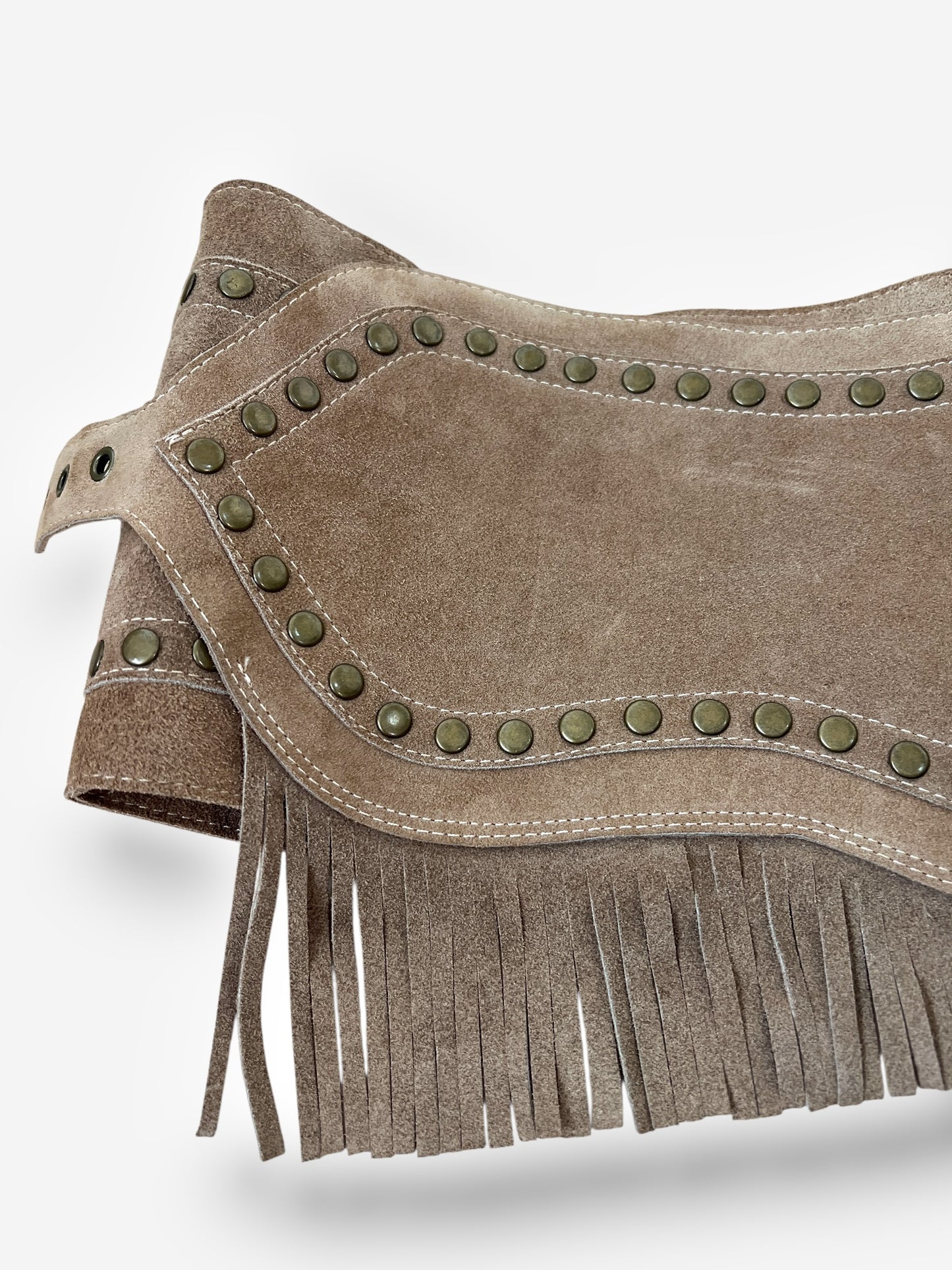Dolce & Gabbana S/S 2010 Beige Suede Studded Fringe Micro Skirt