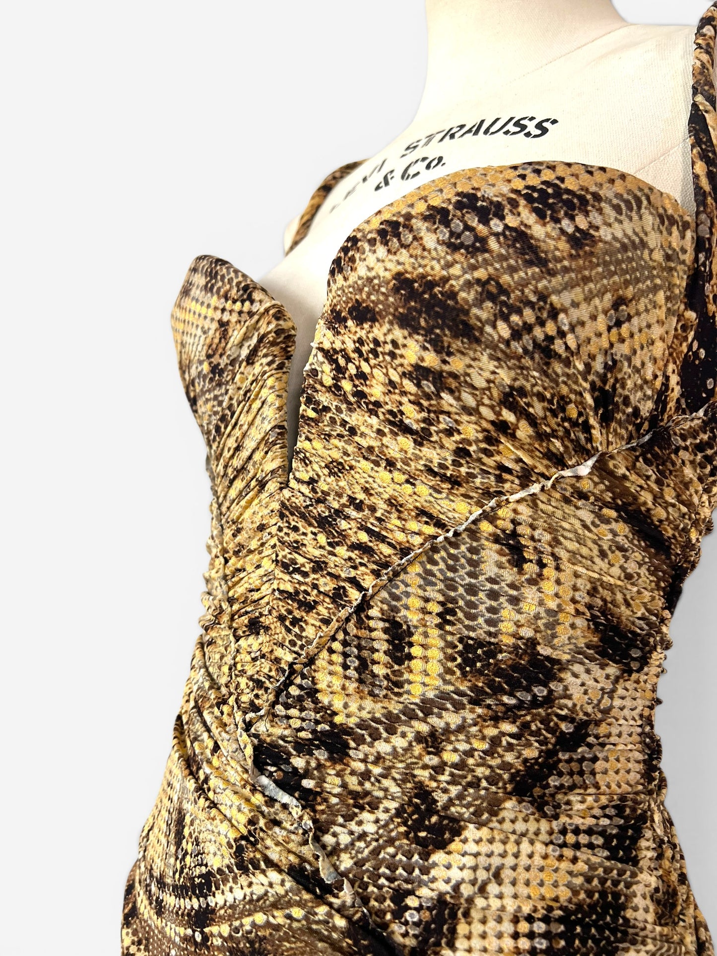 Roberto Cavalli Snake Print Corset Mini Dress, Fall Winter 2003