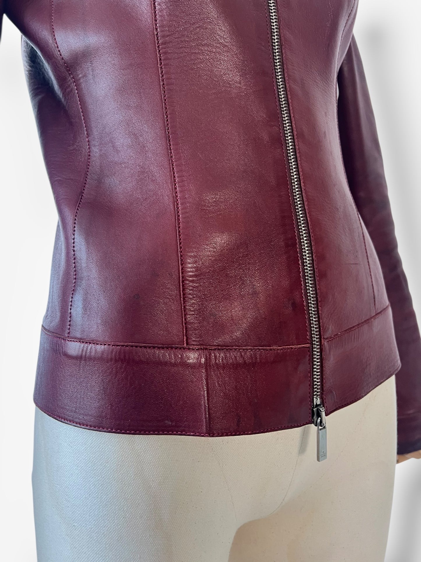 Tom Ford for Gucci Spring/Summer 1999 Maroon Leather Moto Jacket