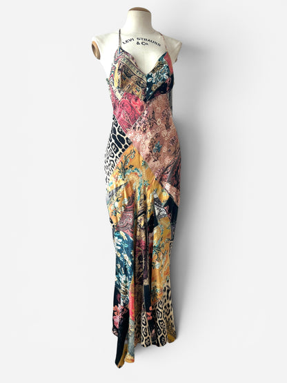 Roberto Cavalli Patchwork Silk Bias Cut Dress, 2002