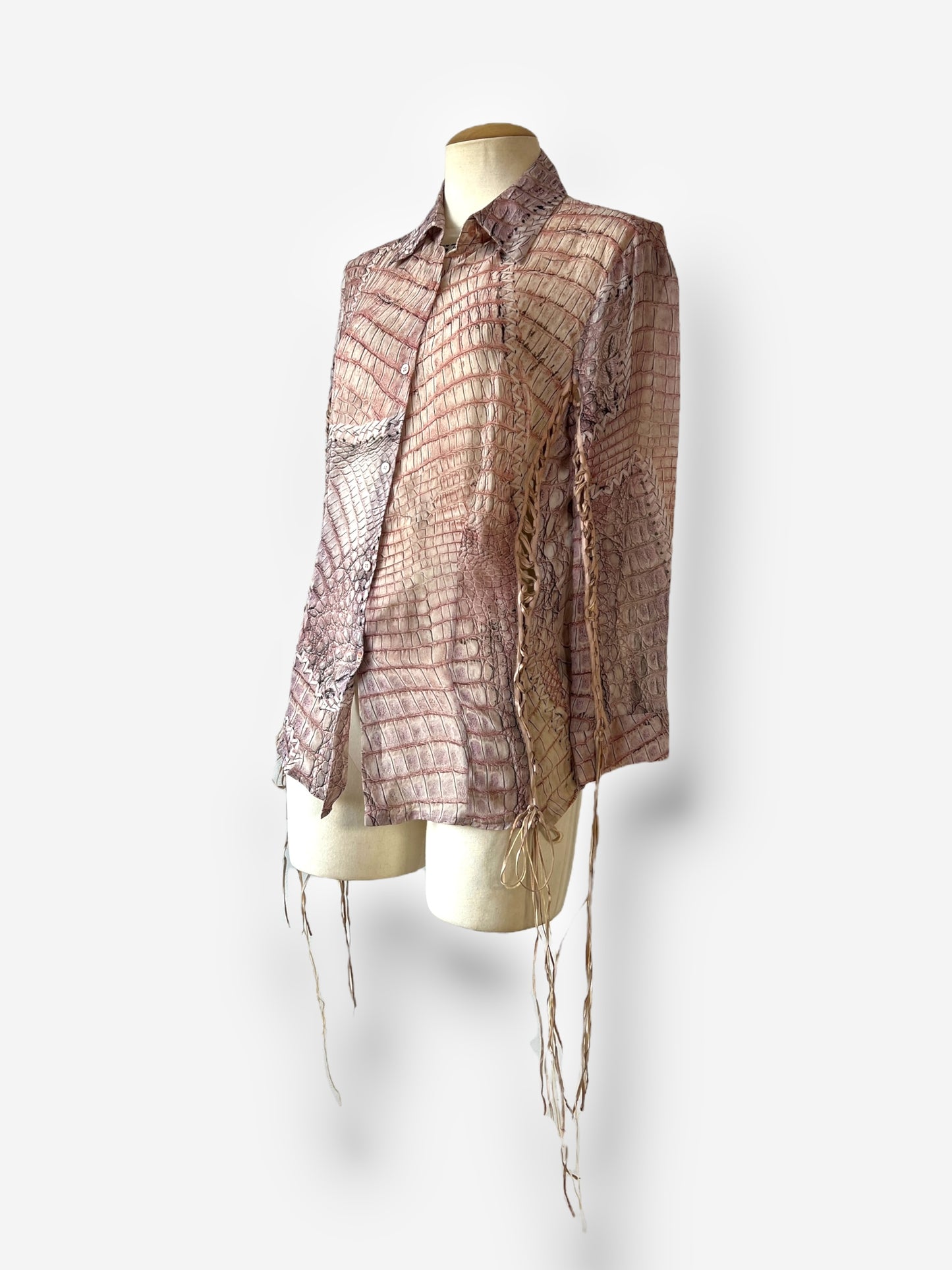 Roberto Cavalli Lace-Up Silk Shirt, Spring/Summer 2011